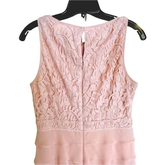 Adrianna Papell Light Pink Blush Ruffle Chiffon Ruffle Lace Dress 8 - Picture 10 of 11